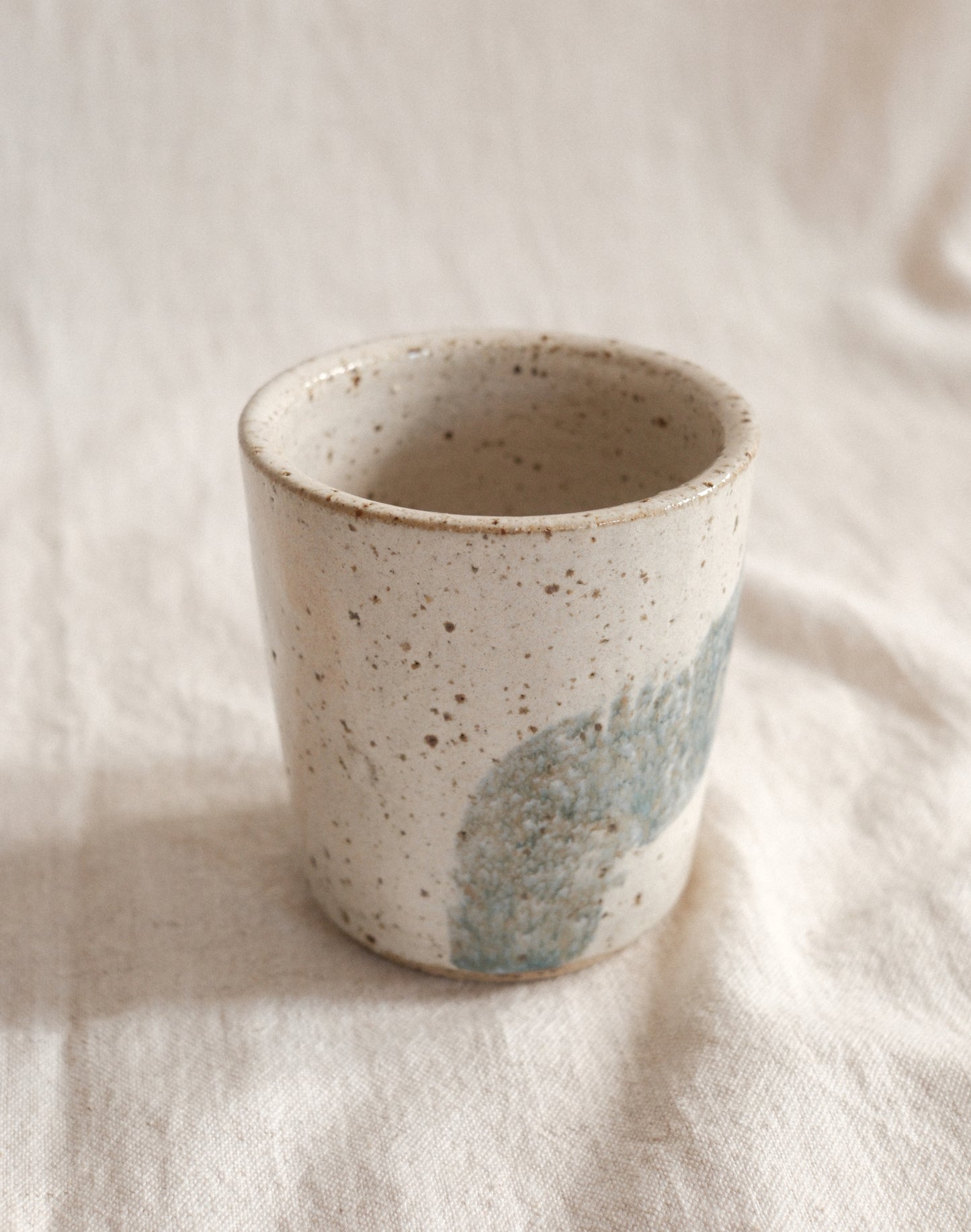 Small Handleless Cup - Pale Cream and Blue #2