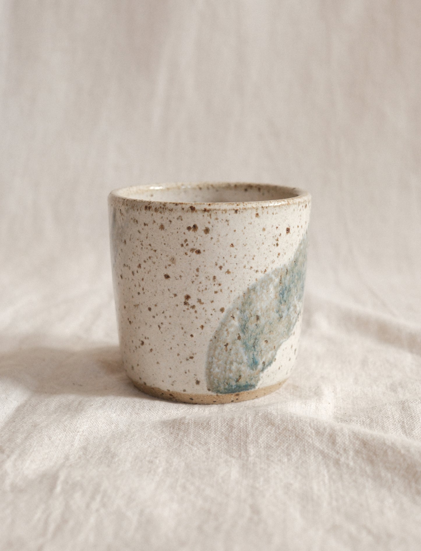 Small Handleless Cup - Pale Cream and Blue #3
