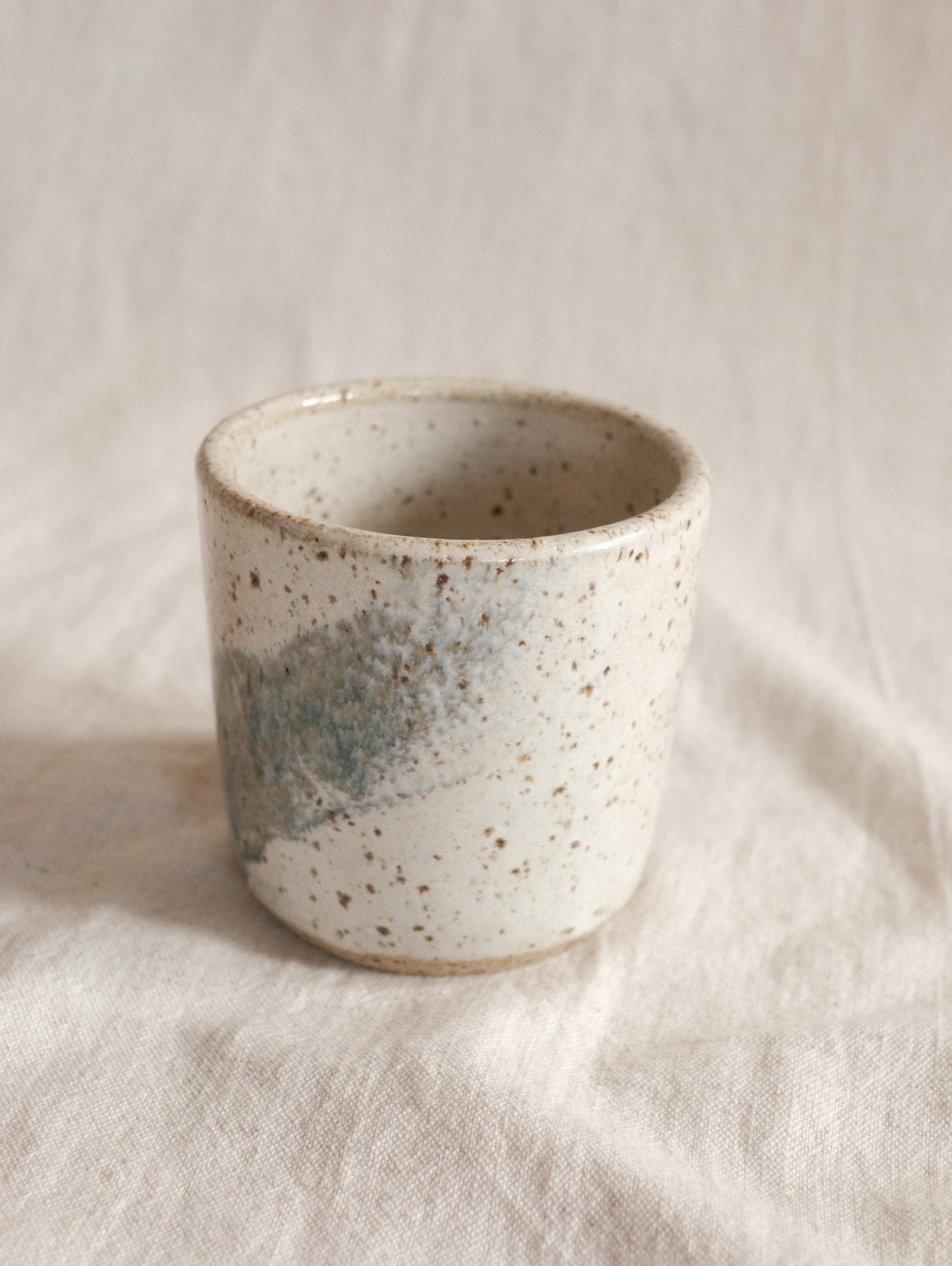 Small Handleless Cup - Pale Cream and Blue #3