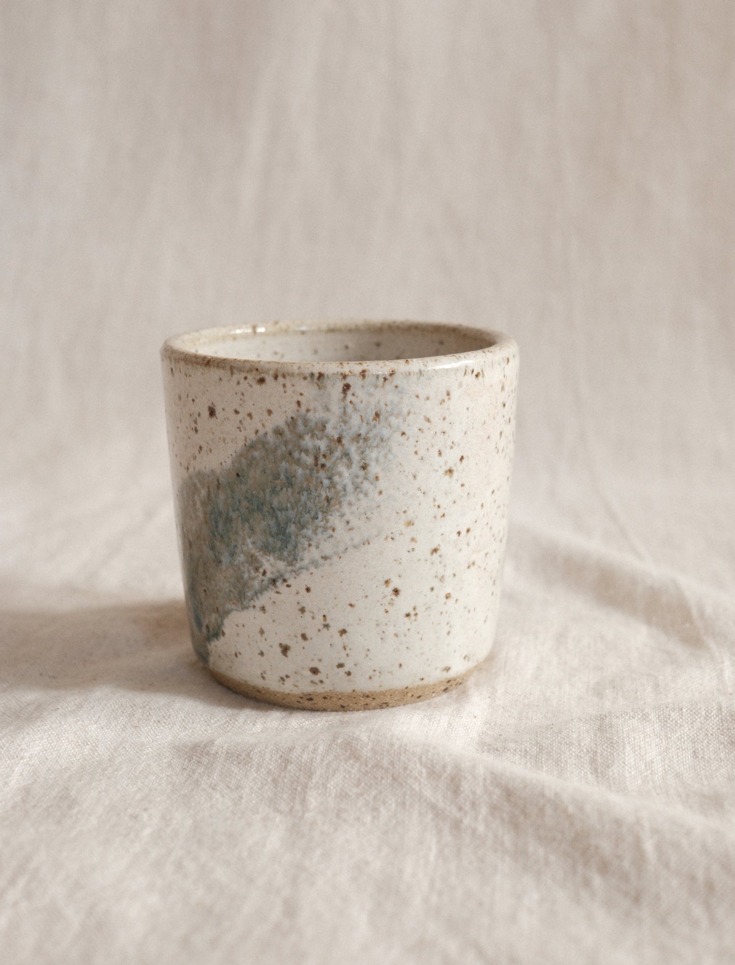 Small Handleless Cup - Pale Cream and Blue #3