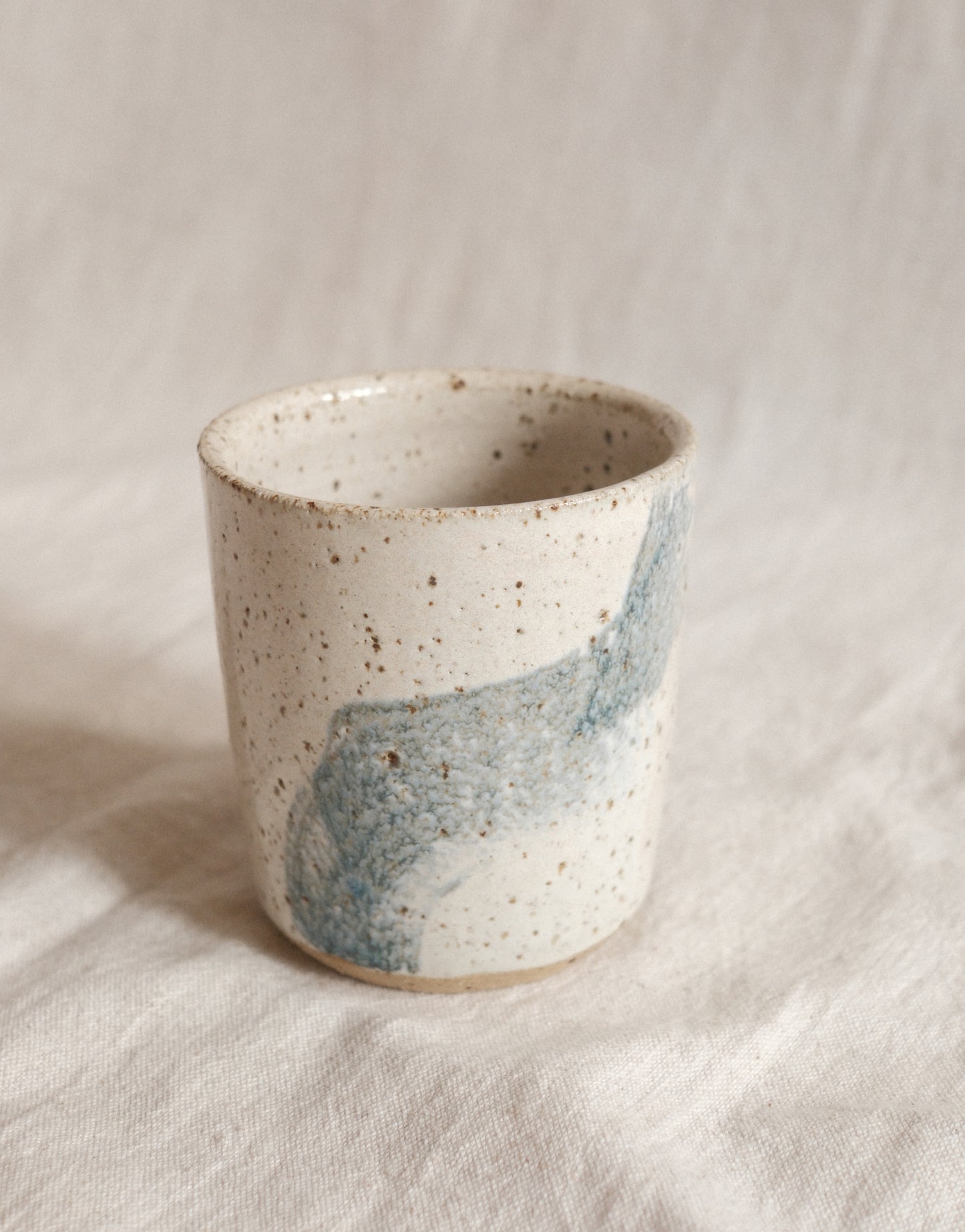 Small Handleless Cup - Pale Cream and Blue #4