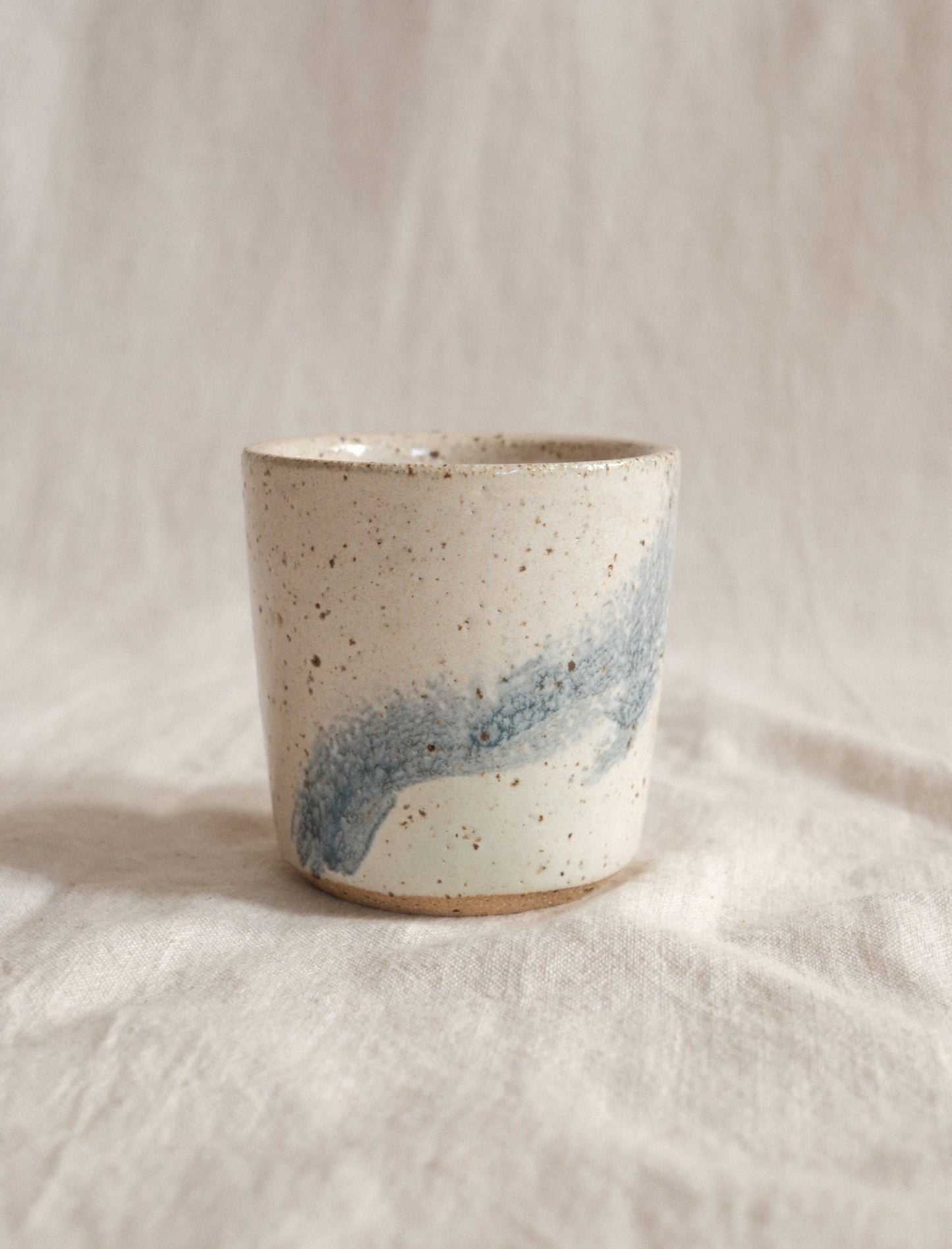 Small Handleless Cup - Pale Cream and Blue #5