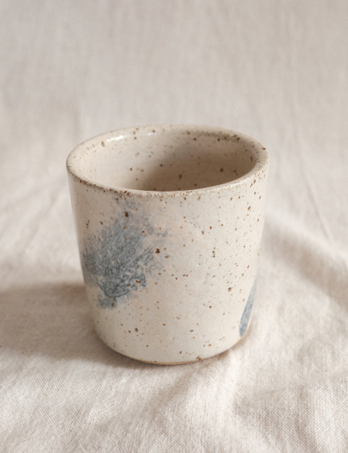 Small Handleless Cup - Pale Cream and Blue #5