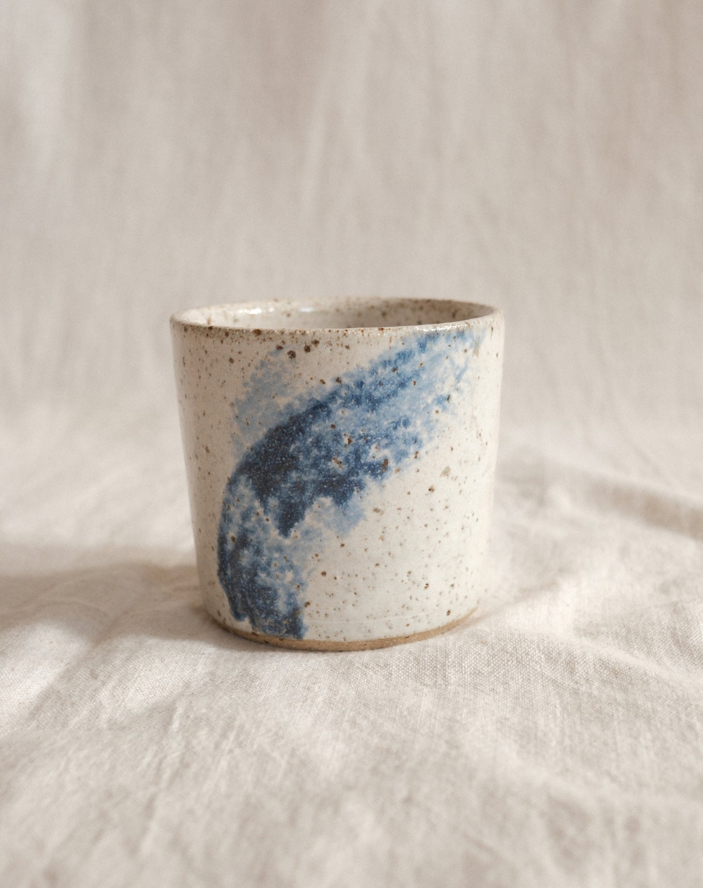 Small Handleless Cup - Pale Cream and Dark Blue #2
