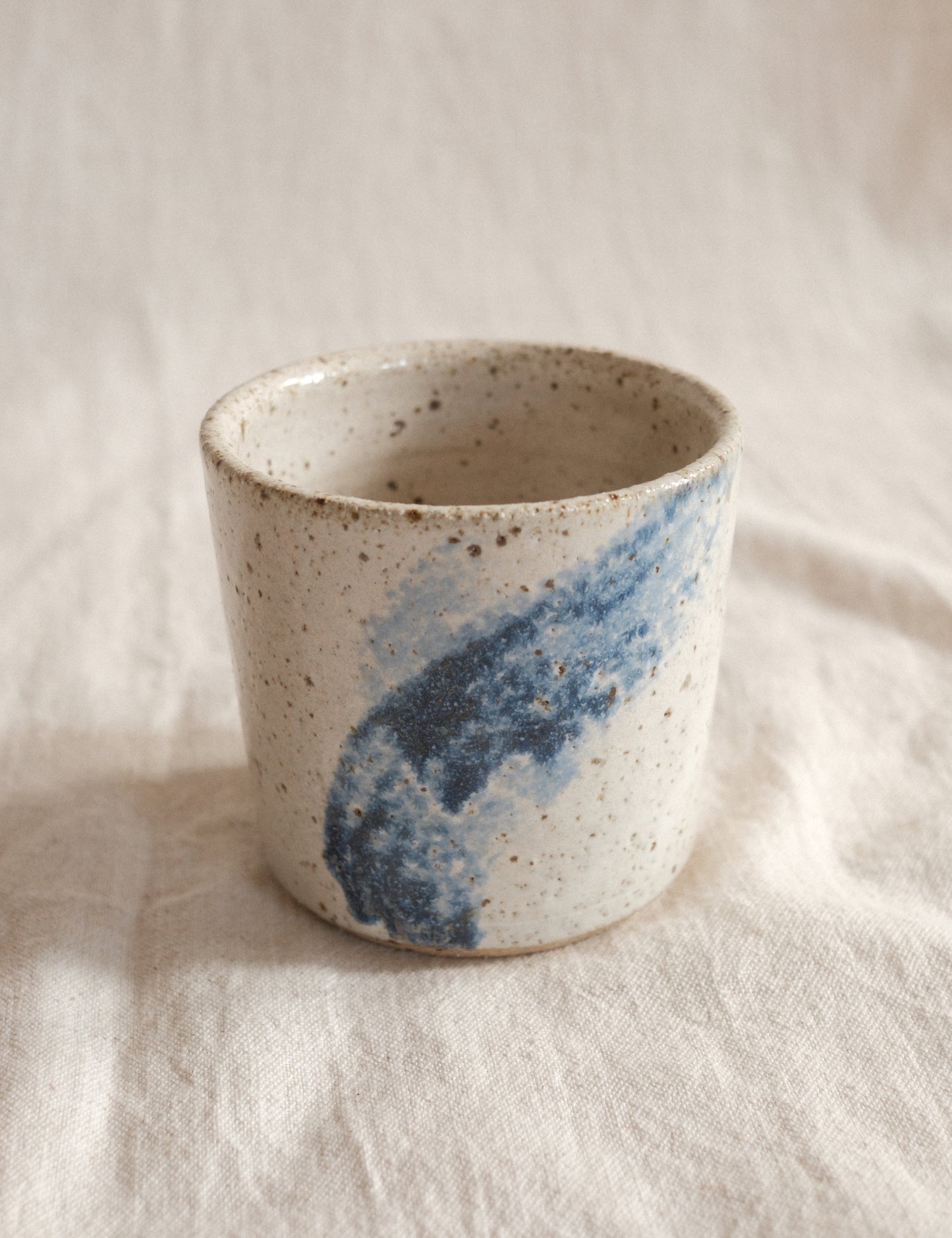 Small Handleless Cup - Pale Cream and Dark Blue #2