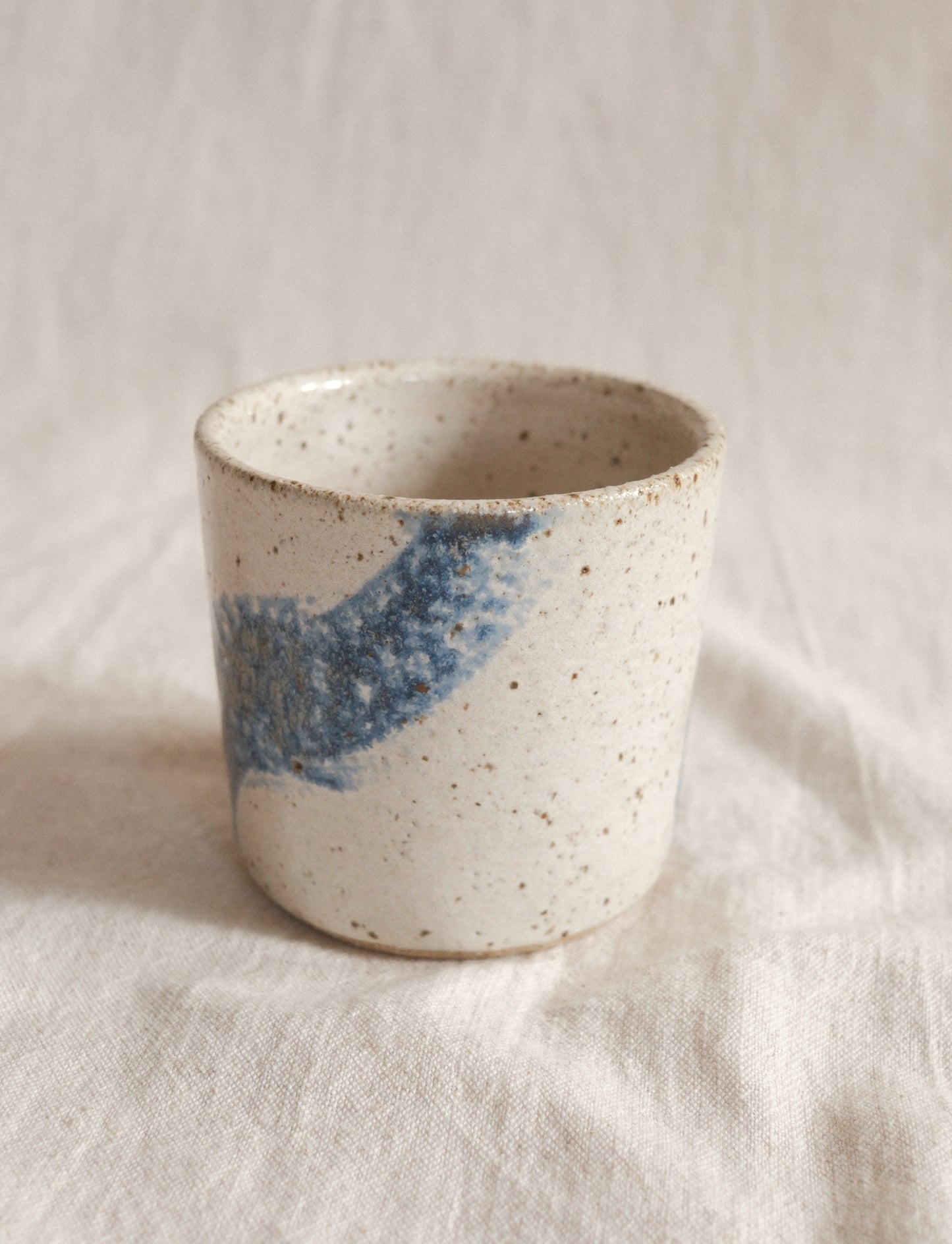 Small Handleless Cup - Pale Cream and Dark Blue #2