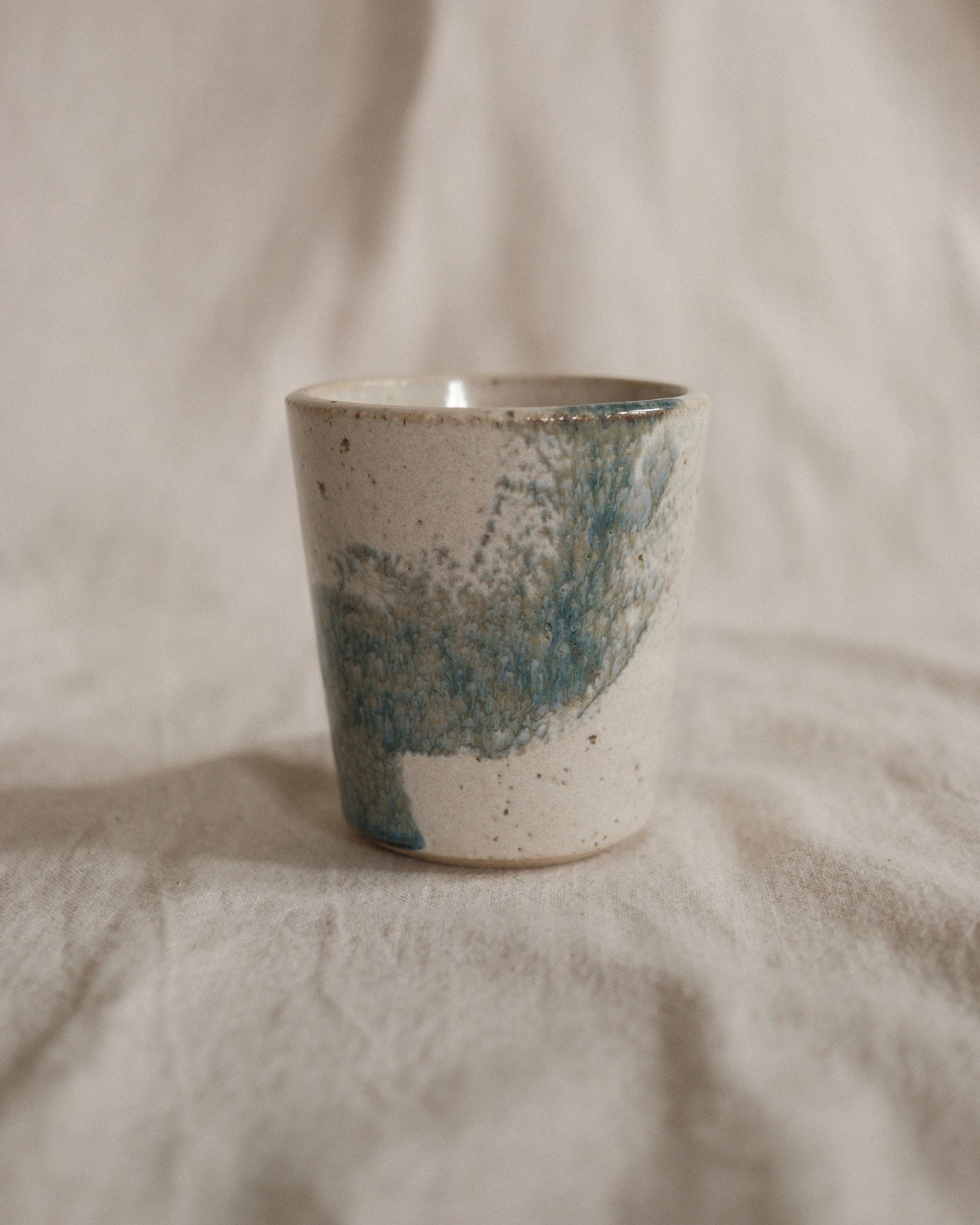 Small Handleless Cup - Pale Cream and Blue #8