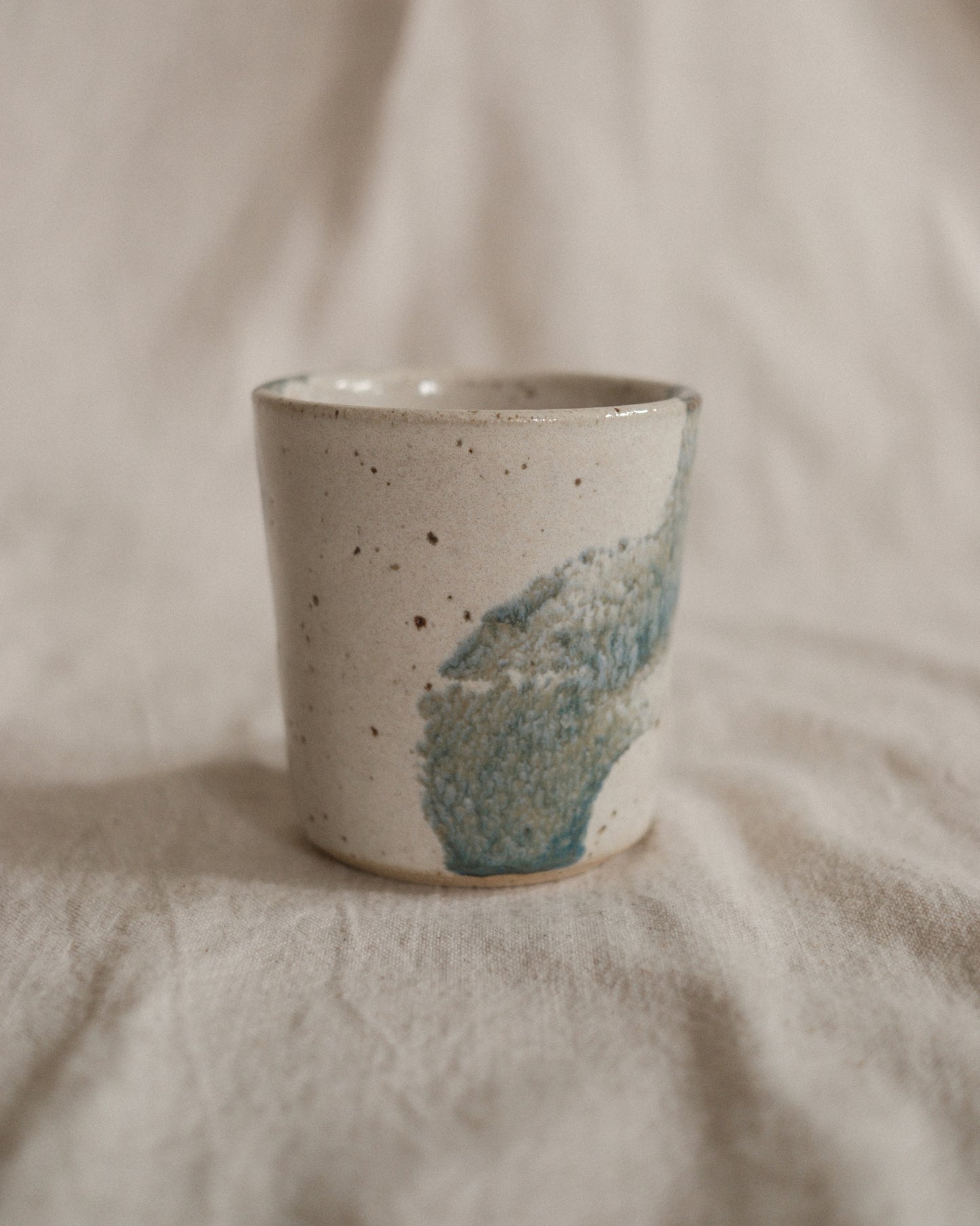 Small Handleless Cup - Pale Cream and Blue #6