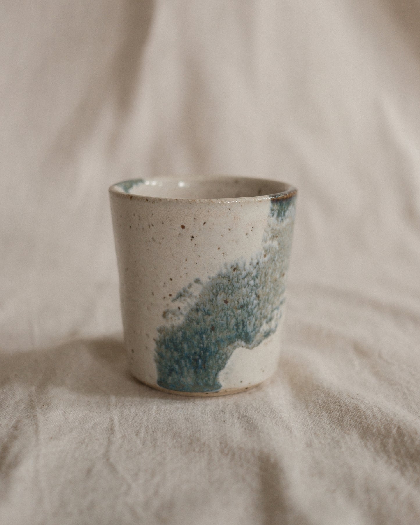 Small Handleless Cup - Pale Cream and Blue #6