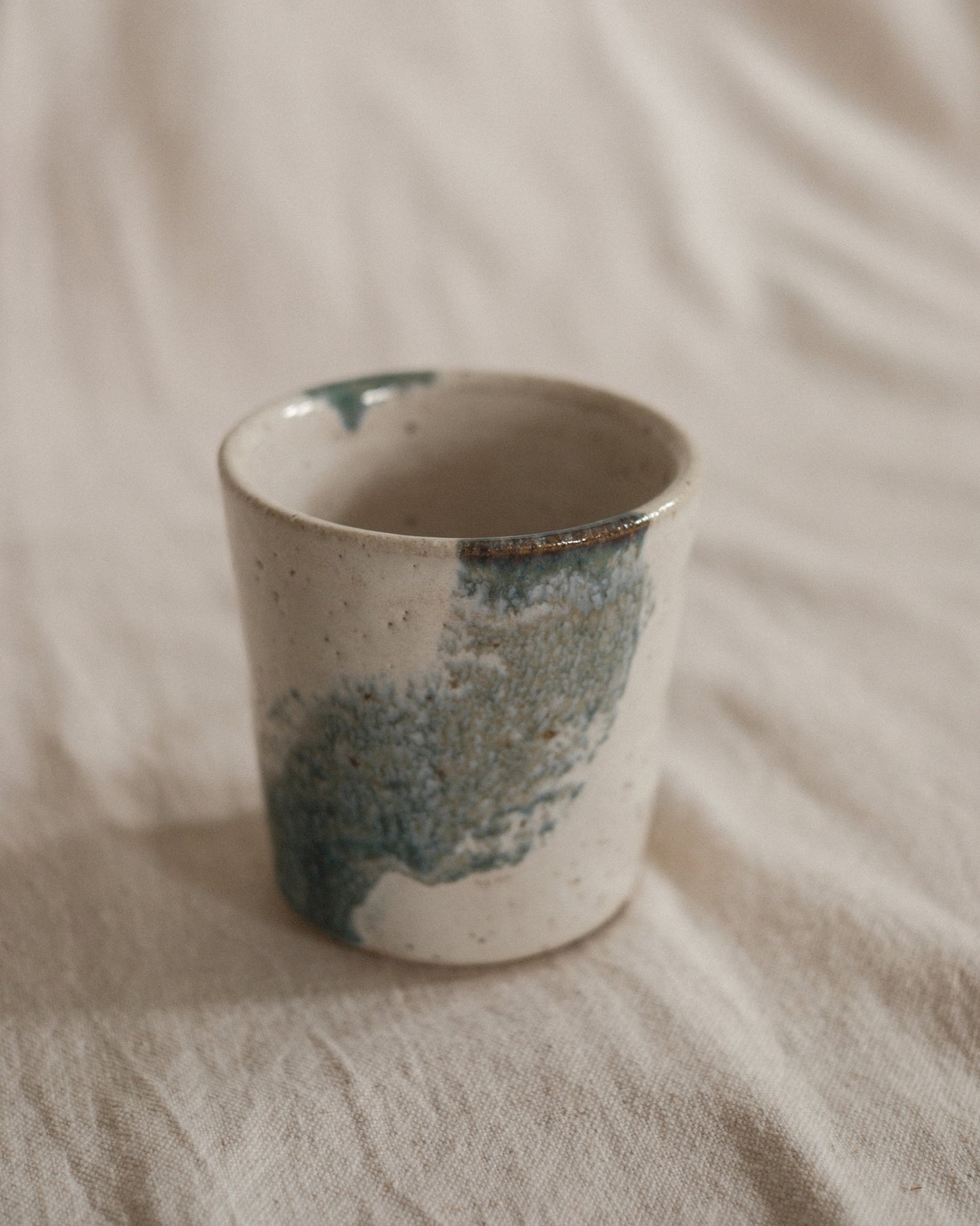 Small Handleless Cup - Pale Cream and Blue #6