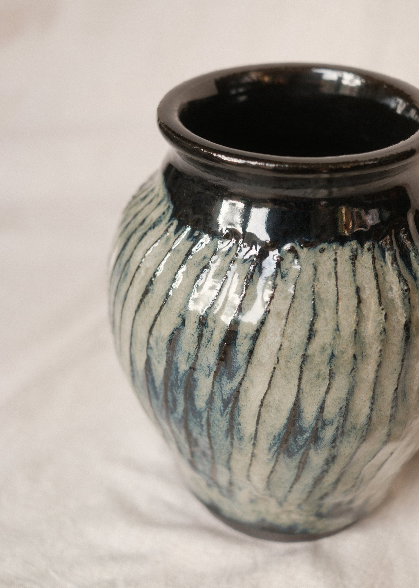Black and Reactive White Vase