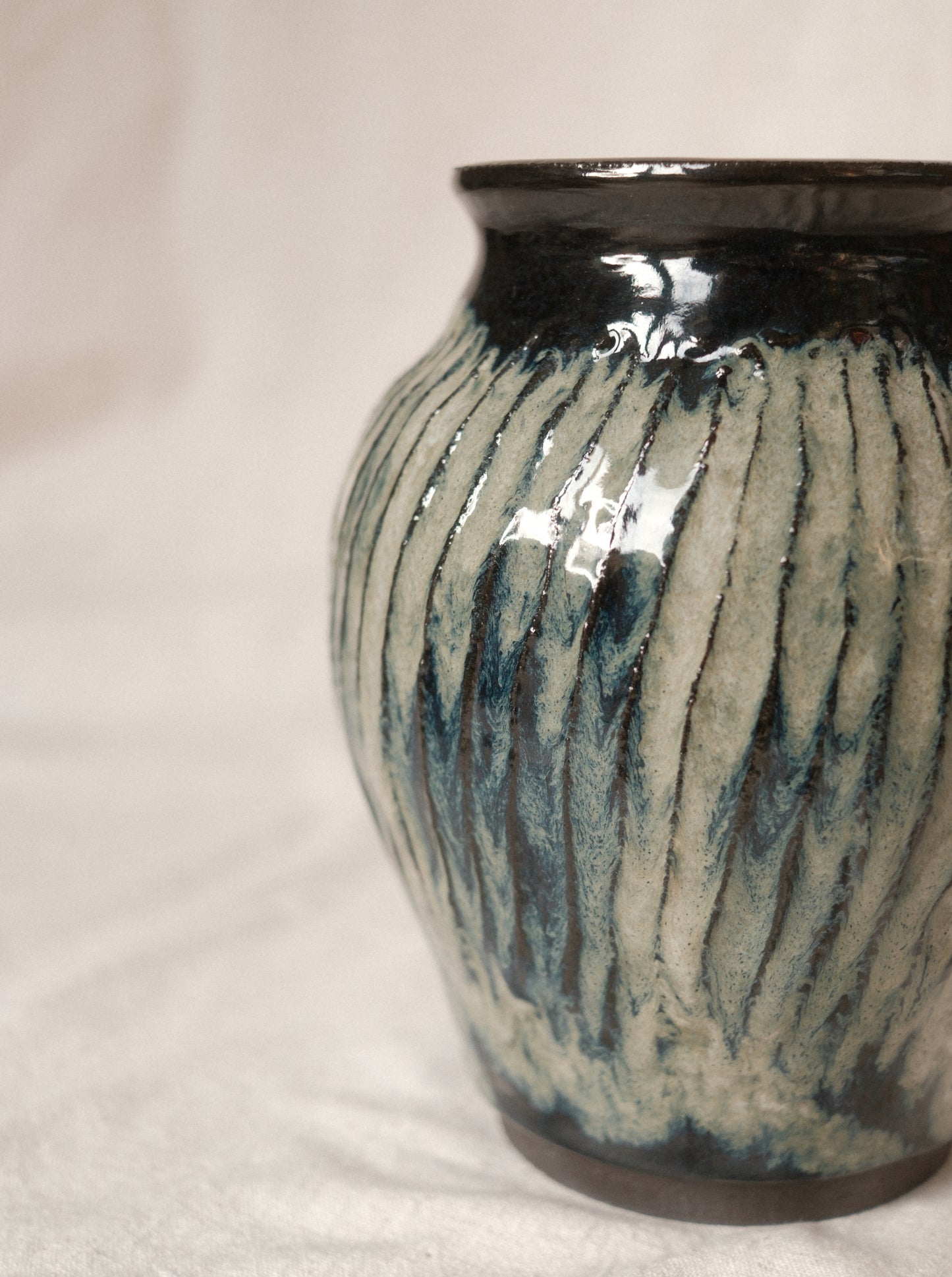 Black and Reactive White Vase