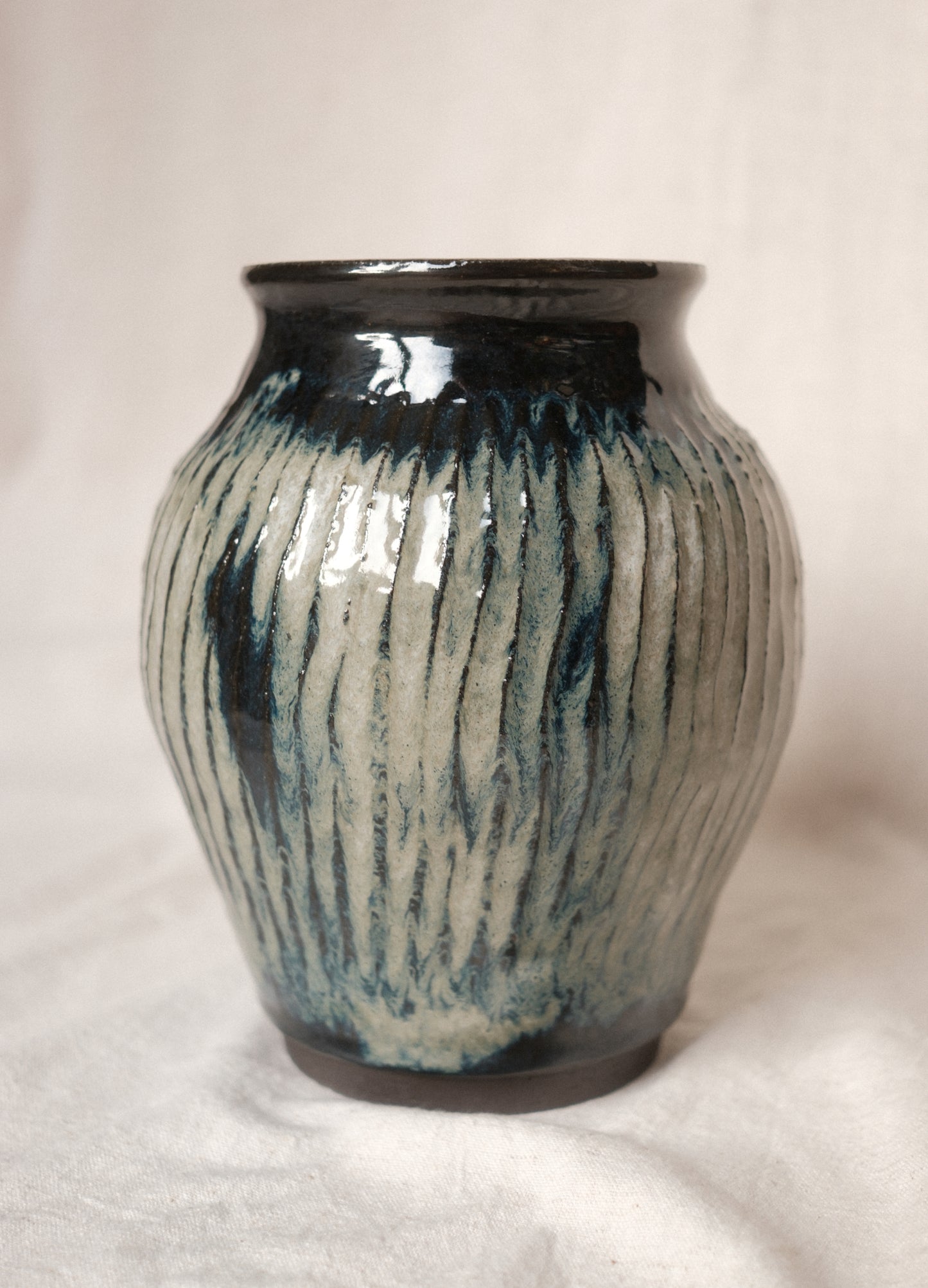 Black and Reactive White Vase