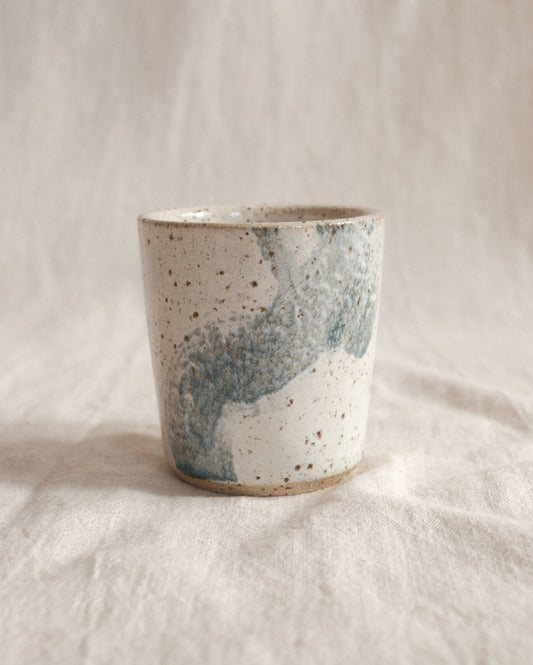 Small Handleless Cup - Pale Cream and Blue #2