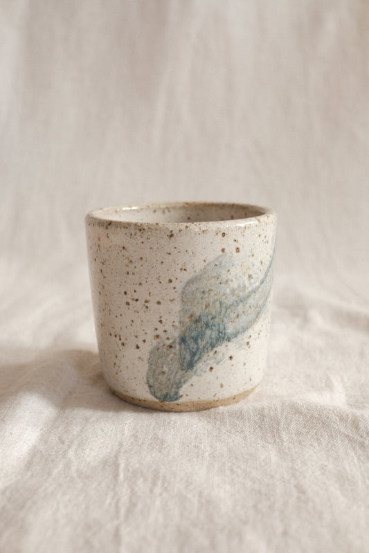 Small Handleless Cup - Pale Cream and Blue #3