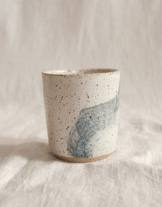 Small Handleless Cup - Pale Cream and Blue #4