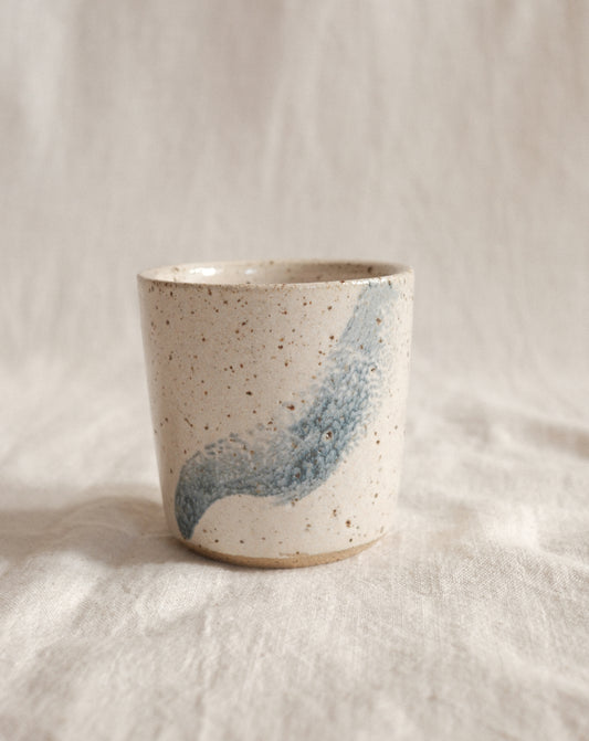 Small Handleless Cup - Pale Cream and Blue #5