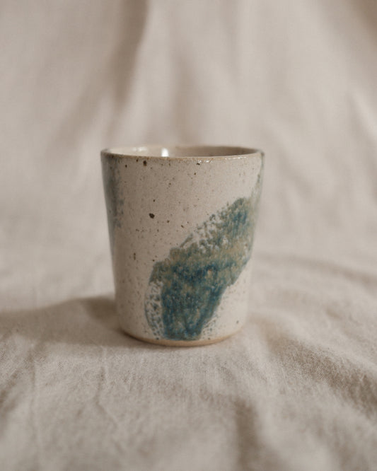 Small Handleless Cup - Pale Cream and Blue #7