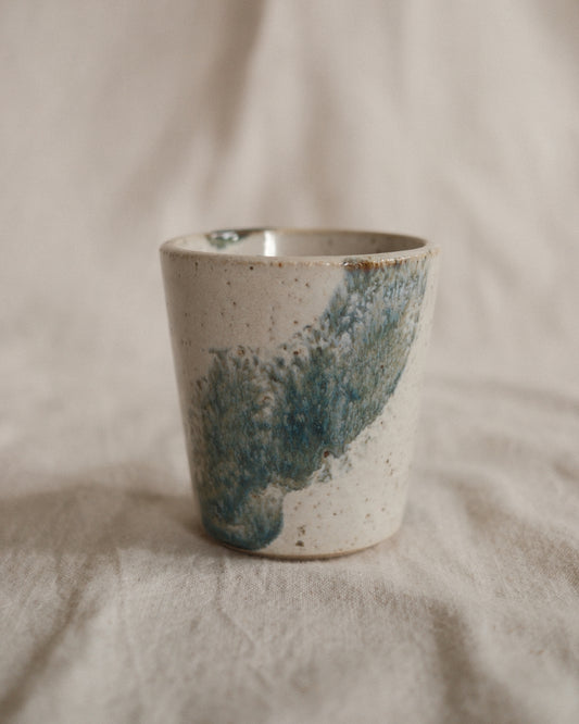 Small Handleless Cup - Pale Cream and Blue #8