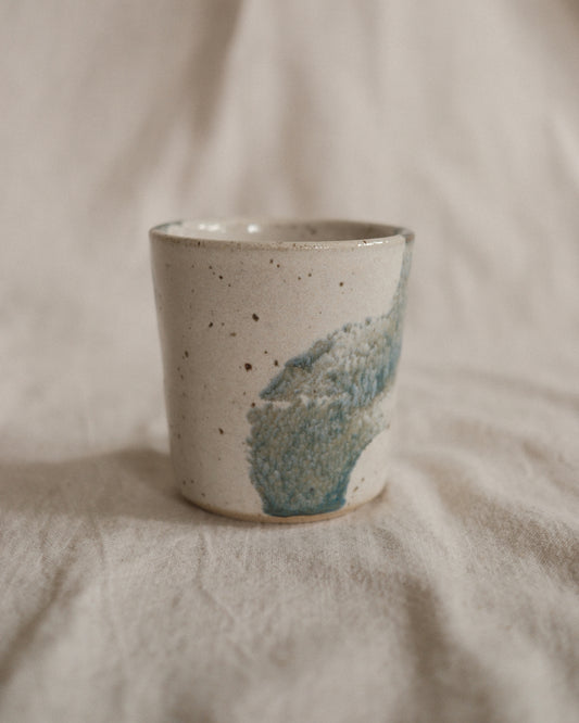 Small Handleless Cup - Pale Cream and Blue #6